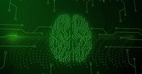 Image of network of connections over digital brain Stock Illustration