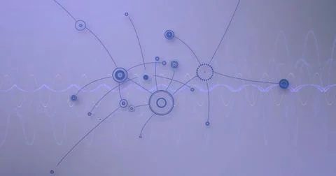 Image of network of connections over dna strand Stockillustratie