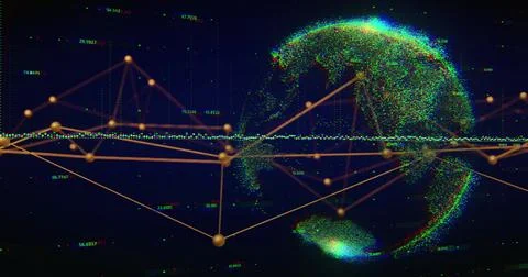Image of network of connections over globe Stock Illustration