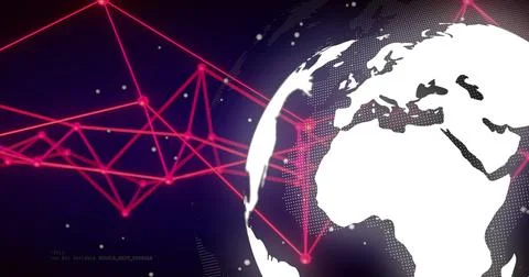 Image of network of connections over globe Stock Illustration