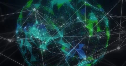 Image of network of connections over globe on dark background 스톡 일러스트