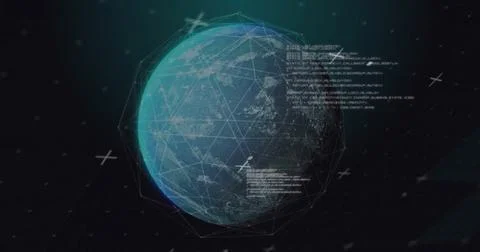 Image of network of connections over globe and data processing Stock Illustration