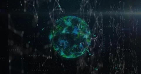 Image of network of connections over globe Stock Illustration