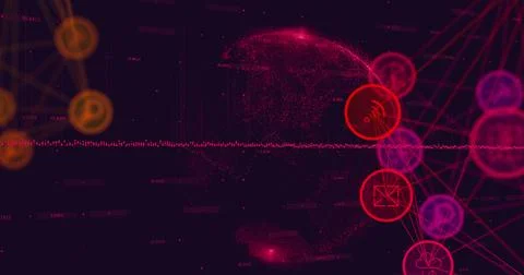 Image of network of connections over globe Illustrazione stock