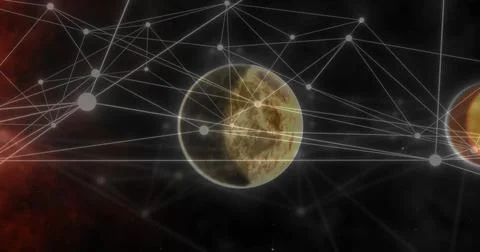 Image of network of connections over globe Foto stock