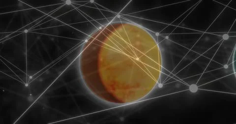 Image of network of connections over globe Stock Photos