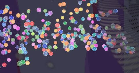 Image of network of connections over globe and shapes Stock Photos