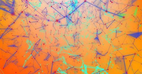 Image of network of connections over orange background Illustrazione stock