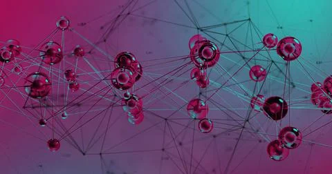 Image of network of connections over pink background Illustrazione stock