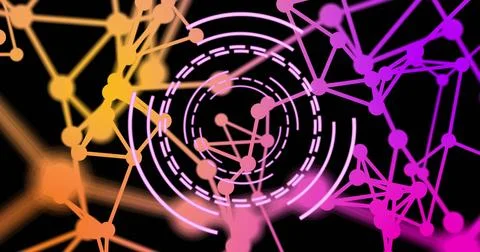 Image of network of connections over scope scanning Stockillustratie