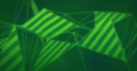 Image of network of connections over shapes on green background Illustrazione stock