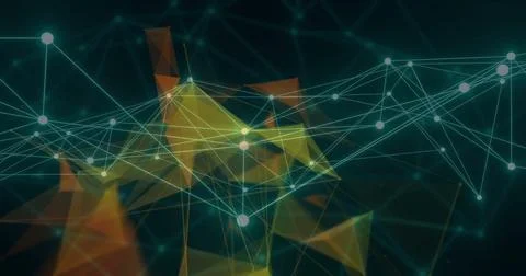 Image of network of connections over shapes Stock Photos