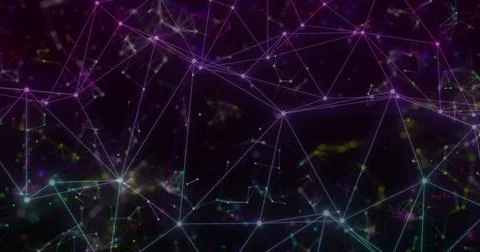 Image of network of connections over shapes Stock Photos