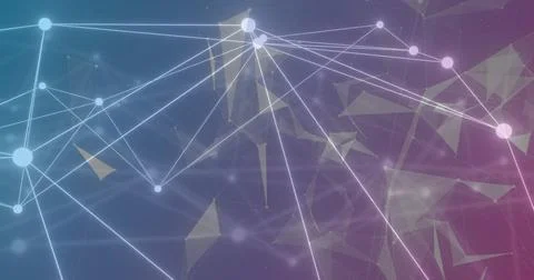 Image of network of connections over shapes Stock Photos