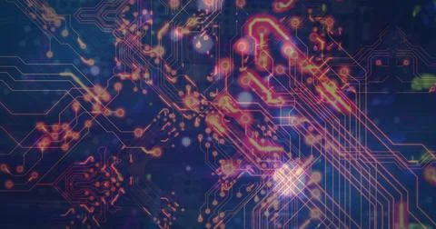 Image of network of connections over shapes Stock Photos