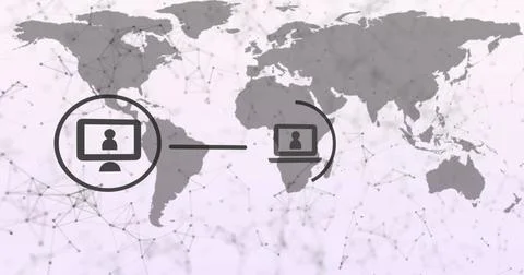 Image of network of connections over world map Ilustração Stock