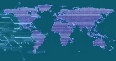 Image of network of connections over world map 스톡 일러스트