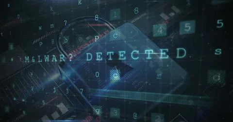 Image of network of connections with padlock security icons over binary coding 库存照片