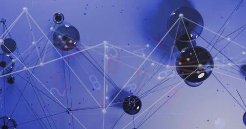 Image of network of connections with spots on light background 스톡 일러스트