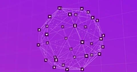 Image of network of connenctions and data processing on interface Illustrazione stock