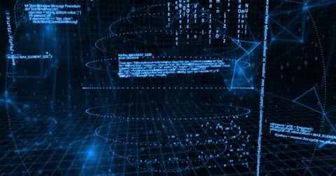 Image of network of digital connections and data processing over spinning globe Stock Illustration