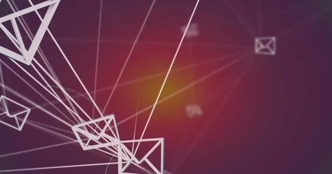 Image of network of message icon and mathematical equation floating against Foto stock