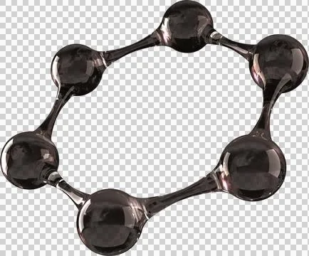 Image of network of shiny black molecules in circle Stock Illustration