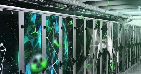 Image of networks and data processing over computer servers Foto stock