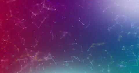 Image of networks of connections floating over pink to purple background Stock Illustration