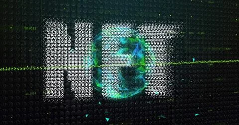 Image of nft and graph over globe on black background Illustrazione stock