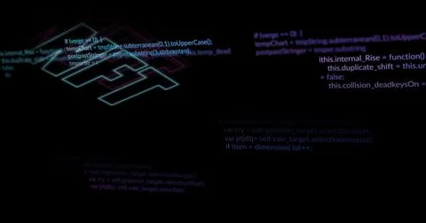Image of nft over data processing and black background Illustrazione stock