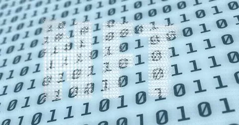 Image of nft text over binary coding Stock Photos