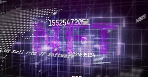 Image of nft text over data processing on black background 库存插图