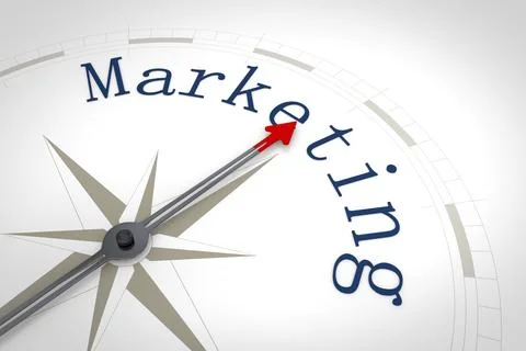 An image of a nice blue compass with the word Marketing Stock Illustration