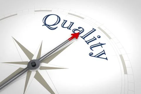 An image of a nice blue compass with the word Quality Stock Illustration