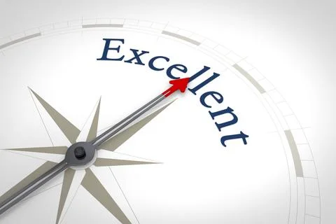 An image of a nice blue compass with the word Excellent Stock Illustration