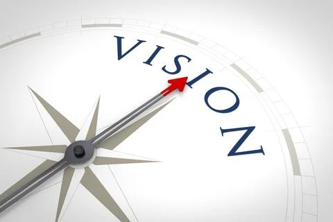 An image of a nice blue compass with the word Vision Stock Illustration
