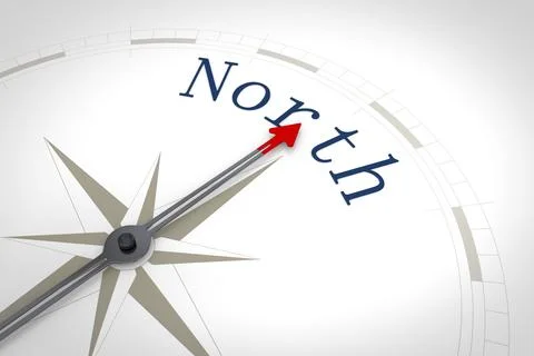 An image of a nice blue compass with the word North Stock Illustration
