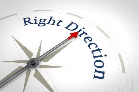 An image of a nice blue compass with the words Right Direction Stock Illustration