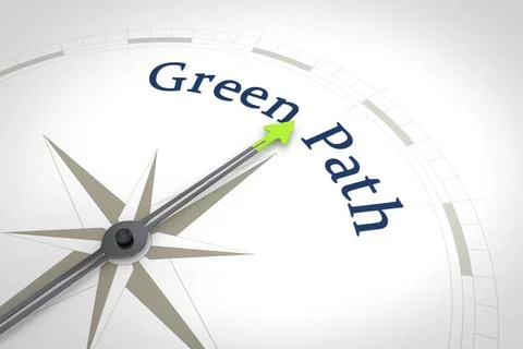 An image of a nice blue compass with the words Green Path Stock Illustration