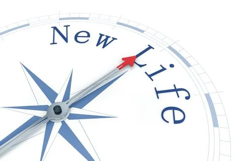 An image of a nice blue compass with the words New Life Stock Illustration