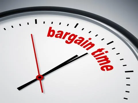 An image of a nice clock with bargain time Stock Illustration