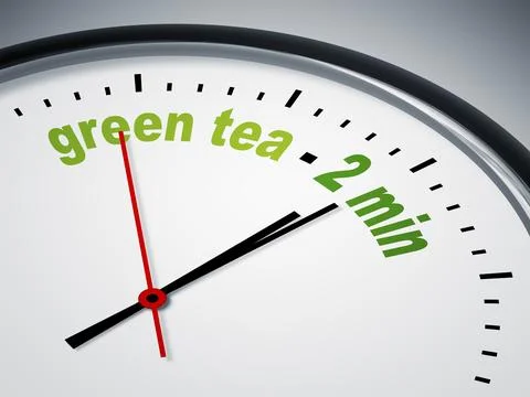 An image of a nice clock with green tea - 2 min Stock Illustration