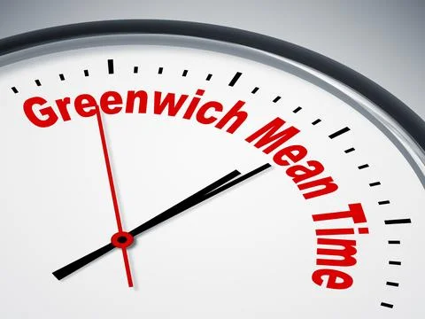 An image of a nice clock with Greenwich Mean Time Stock Illustration