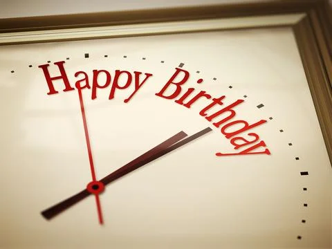 An image of a nice clock with Happy Birthday Stock Illustration