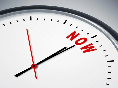 An image of a nice clock with now Stock Illustration