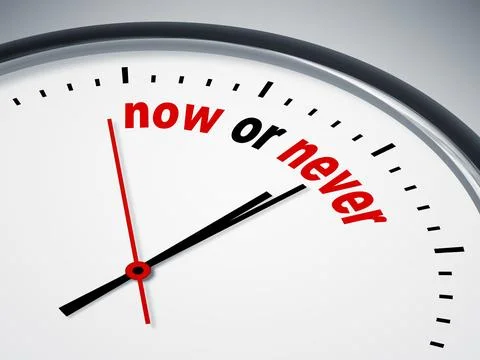 An image of a nice clock with now or never Stock Illustration