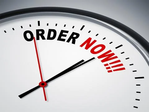 An image of a nice clock with order now Stock Illustration