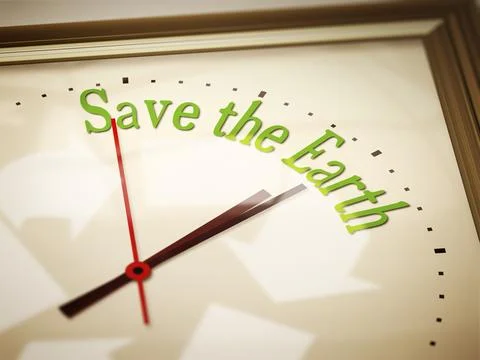 An image of a nice clock with save the earth Stock Illustration