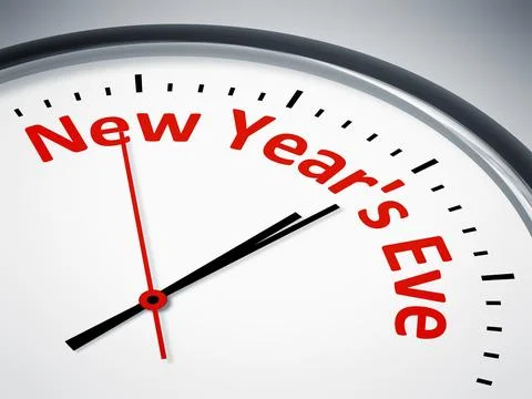 An image of a nice clock with the text new year´s eve Stock Illustration